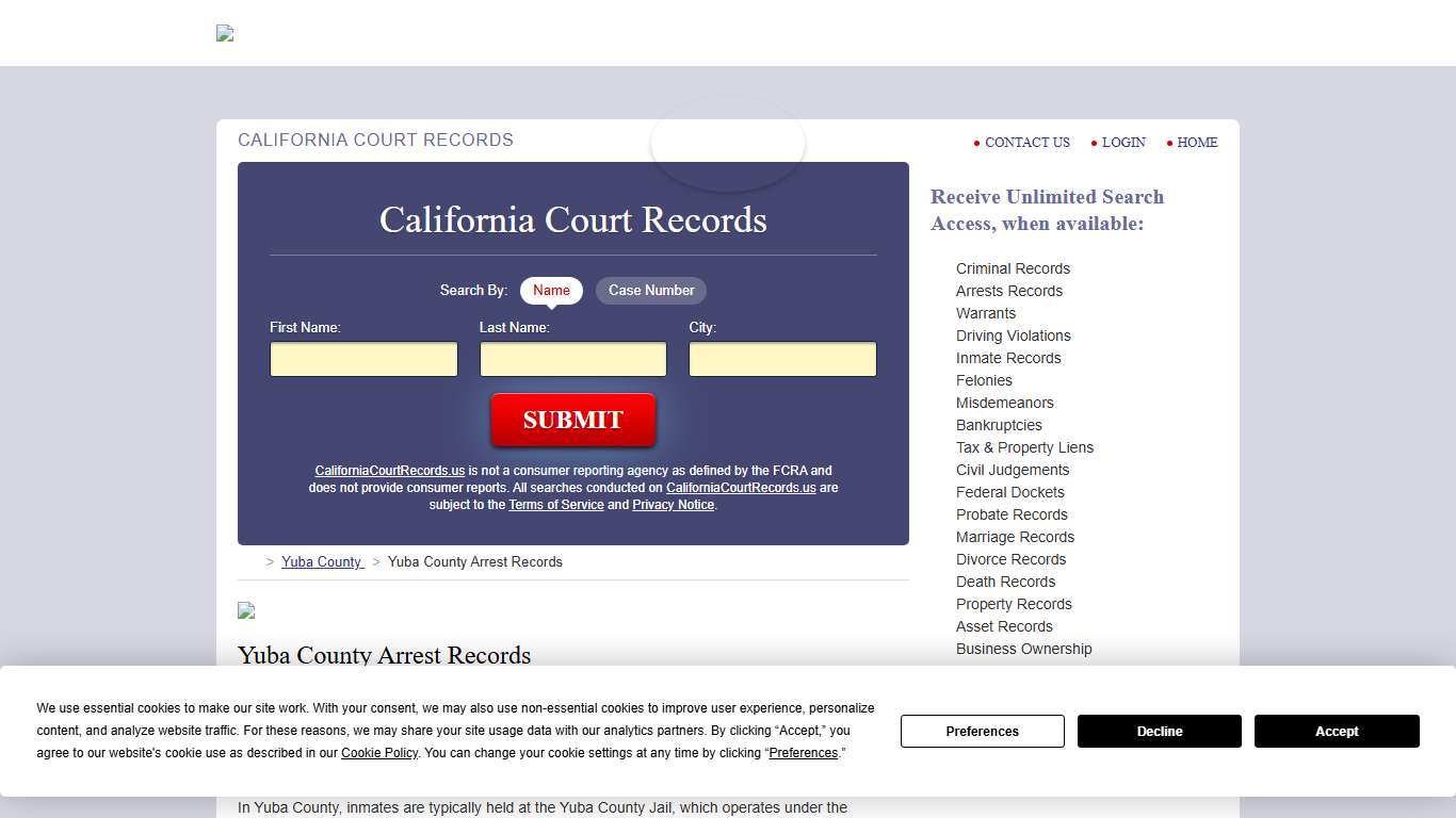 Yuba County Arrest Records | CaliforniaCourtRecords.us